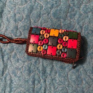 Vintage Handcrafted Bohemian Style Coconut Shell Beaded Wristlet